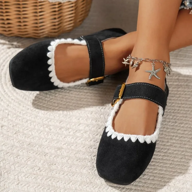 

Retro Large Size French Style Mary Jane Flat Square Toe Casual Slip-On Shoes Elegant Daily Wear Comfortable All-Match Loafers