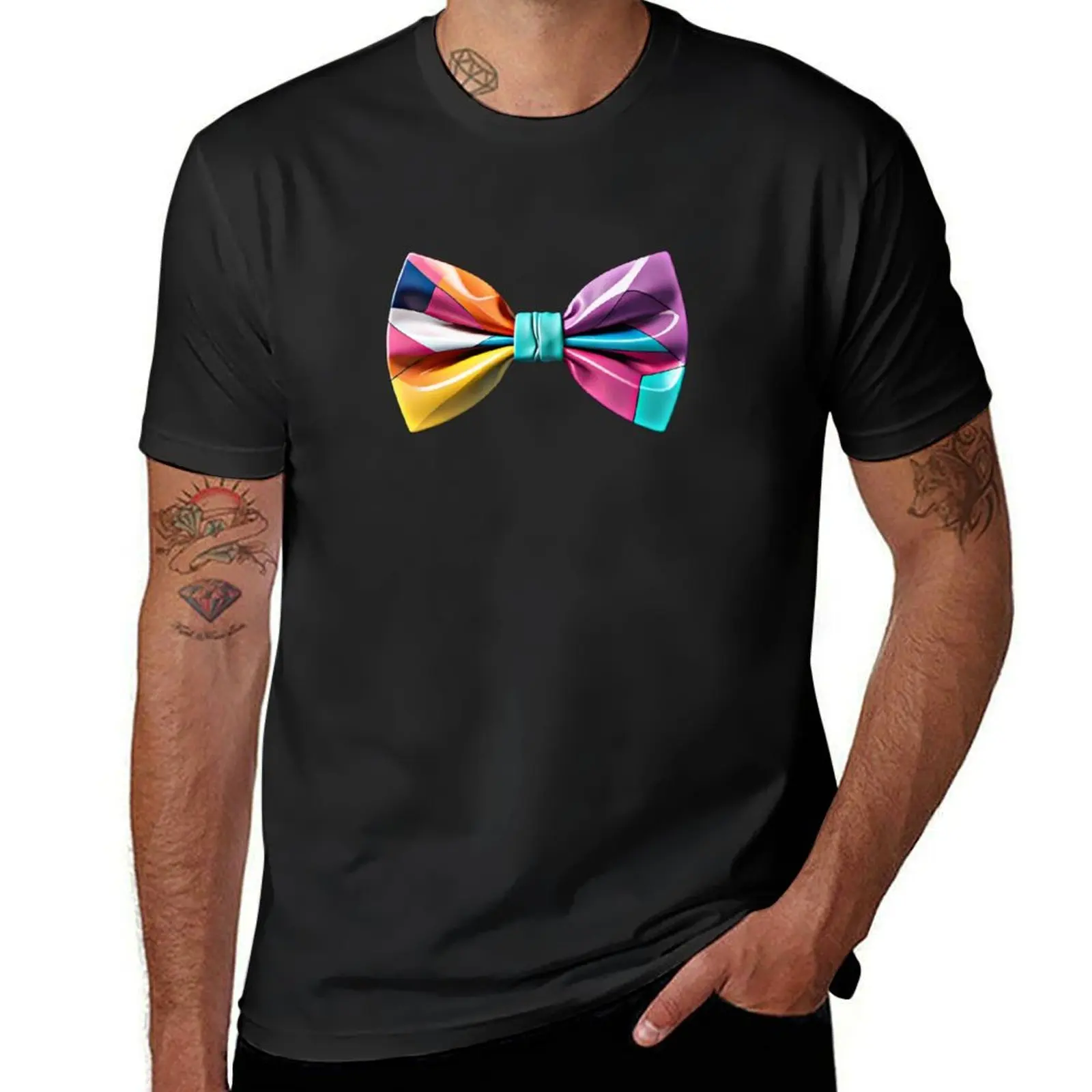 

Vibrant Geometric Bow Tie T-Shirt aesthetic clothes Blouse sports fans oversized plain black t shirts men