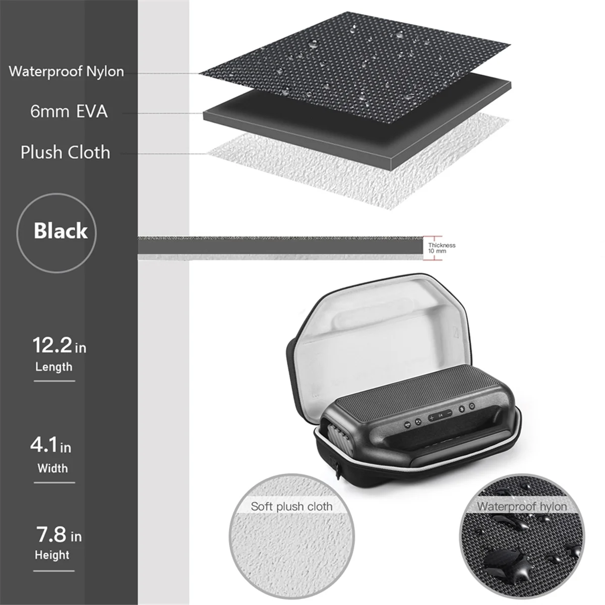 POP-lEVA ハードキャリングケース 防水ハードトラベルケース 調節可能なショルダーストラップ付き Soundcore Boom 2用