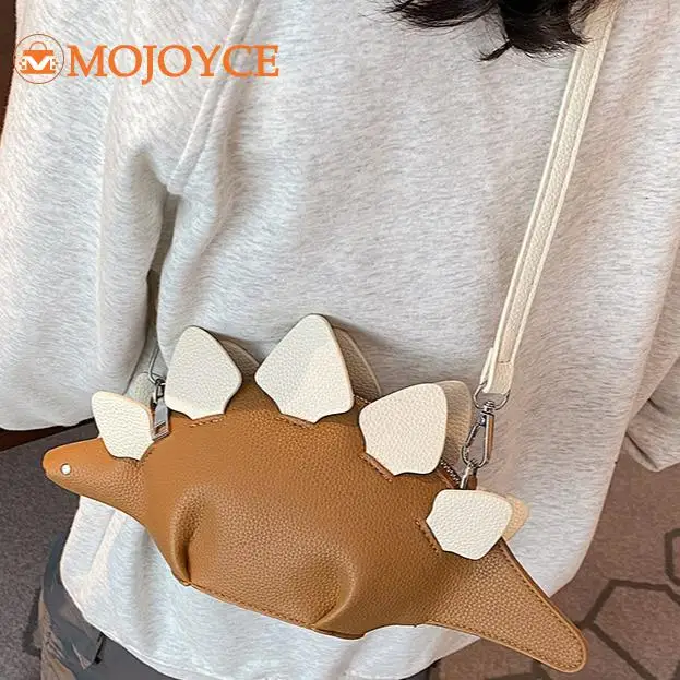 2023 New Cartoon Stegosaurus Handbag PU Leather Kawaii Dinosaur Dolls Crossbody Bag Simple Girls Small Shoulder Bag Cute Satchel