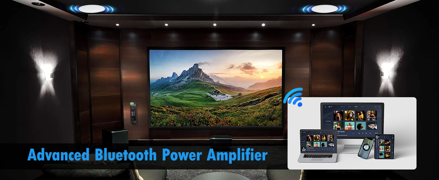 Amplificadores Bluetooth Herdio, Mini Amplificador de Audio para el Hogar, para Altavoces de Música en Pared o Techo del