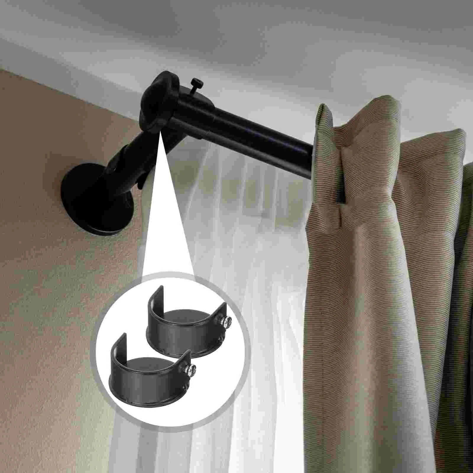 2 Pcs Curtain Rod Accessories Holders Closet Rack Brackets for Curtains Pole Socket