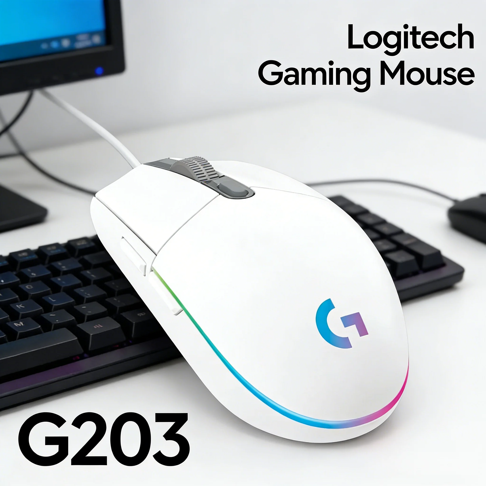 

Горячий выбор! Проводная игровая мышь G203, многоцветная и 6 программируемых клавиш