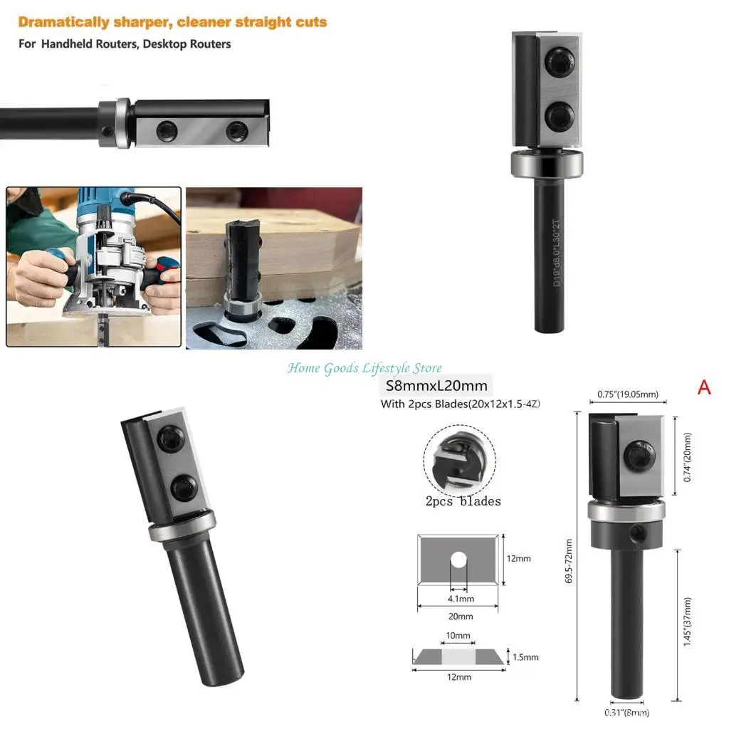 E74E Bit Bearing Router Router Bit Milling Cutter 8mm Shank Hard Metal Shank Double