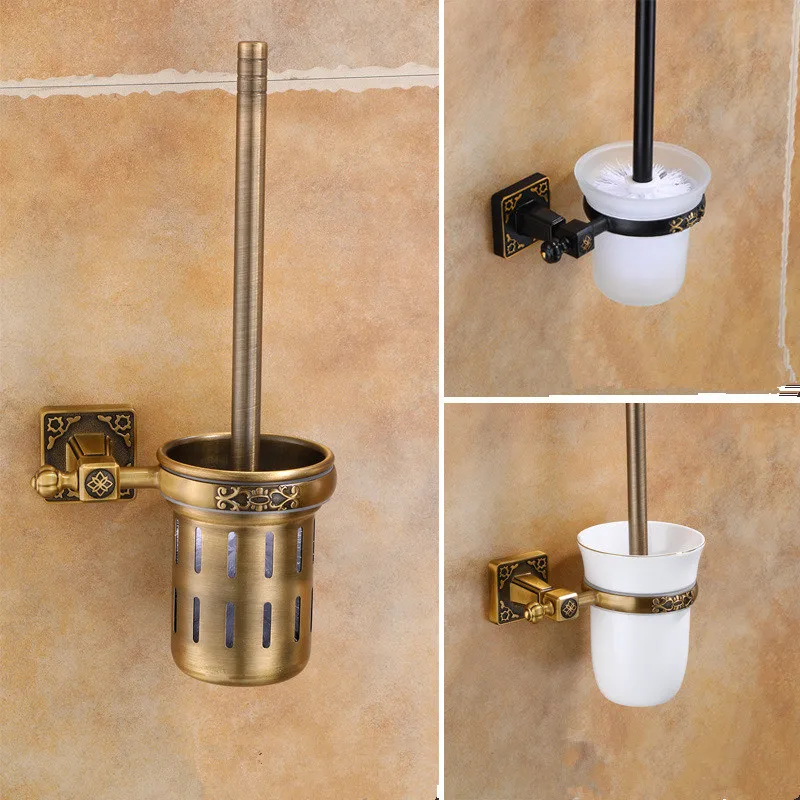 Tuqiu antyczny uchwyt na szczotka do wc ze szczotką aluminiową rzeźbiony łazienkowy szczotką do czyszczenia toalet zestaw świeczników