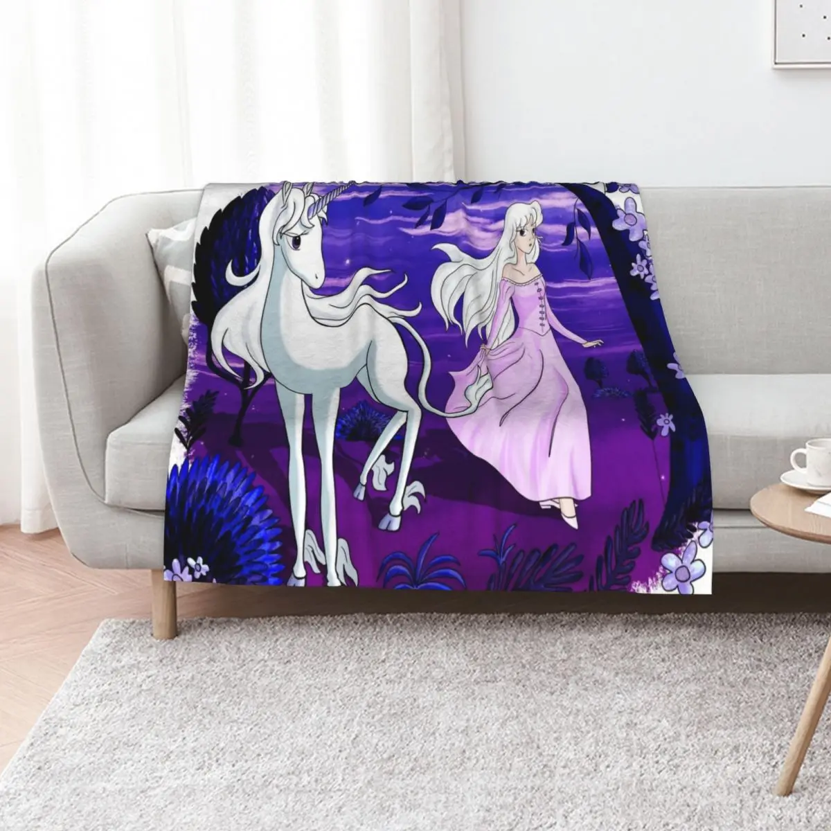 

The Last Unicorn Lady Amalthea Throw Blanket Cozy Home Blanket Gift for Christmas Holiday