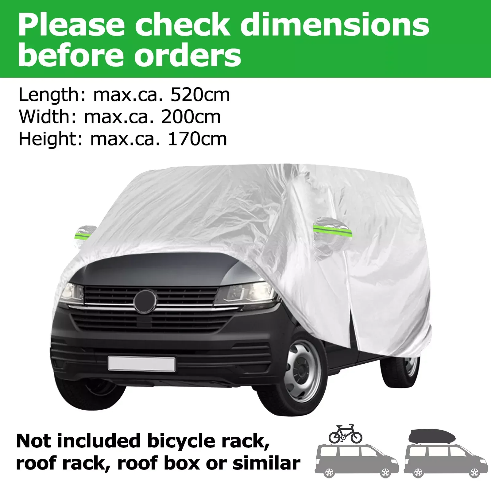 5.2m Car Cover for VW T3 /T4 /T5 /T6 Camper Van Washable UV Resistant Waterproof Sunshade Full Car Cover Full Body Cover Outdoor