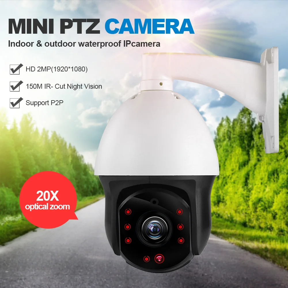 Cámara Ip IMX CMOS Starlight, monitoreo de 2mp, lente de cámara domo inteligente de 1080p, Zoom óptico 20X, cámara de seguridad láser IR de 120m
