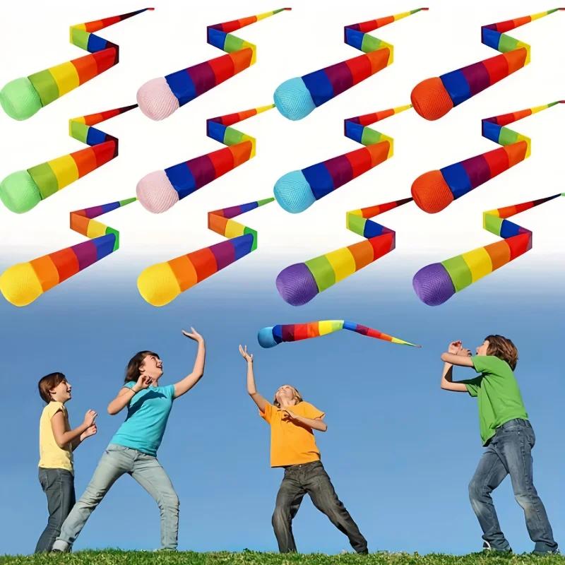 Rainbow Tail Ball Throw Catch Meteor Comet Outdoor Toy for School Educational Sports Training Playground Durable Soft