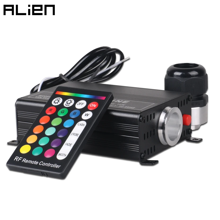 ALIEN 16W RGB Fibre Optic Lighting With 24 Key RF Remote Controller Light Generator Optic Fiber Lights Engine