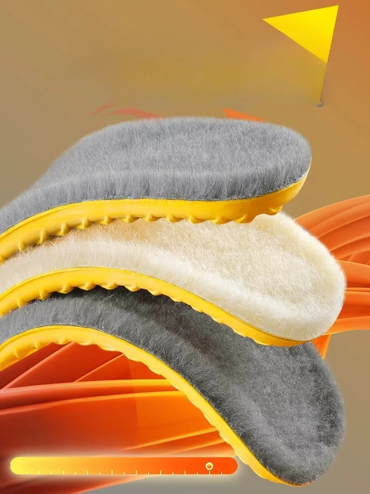 Winter Soft Wool Thermal Insoles Men Women Shock Absorption Latex Thickened Cotton Insoles