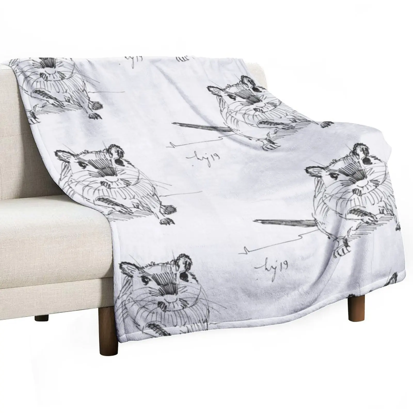 Gerbil illustration Throw Blanket Sofa Sofas wednesday Plush Blankets