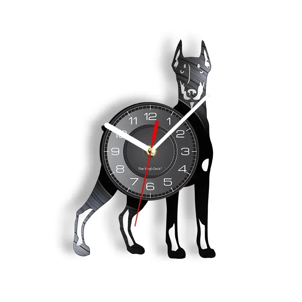 Doberman Pinscher Puppy Laser Cut Out Vinyl Record Wall Clock Fierce Dobermann Police Dog Home Decor Retro Album Disk Watches