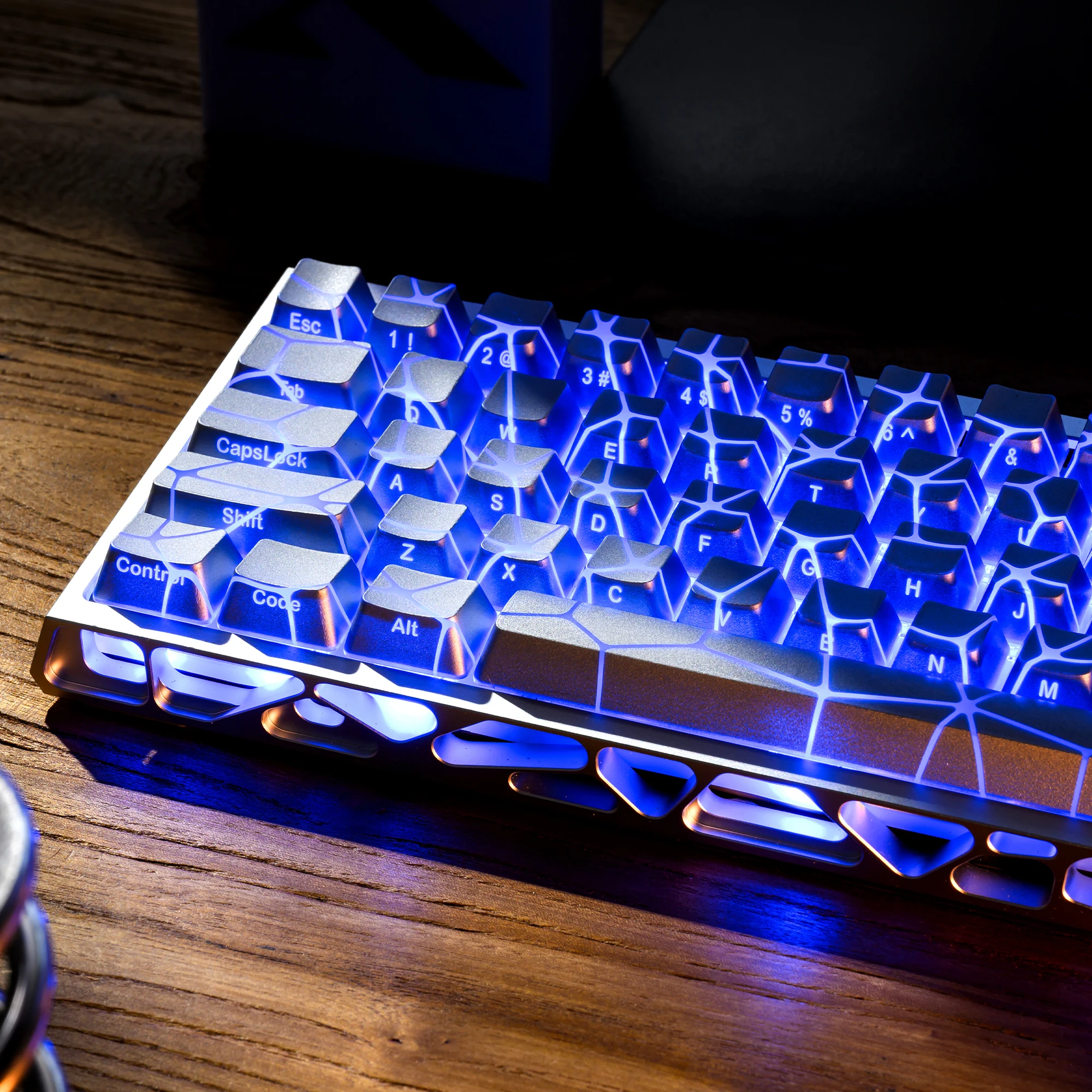 XVX Silver WING VEINS Keycap Side Print IMD Pattern Shine Through Key Caps 60% 75% Keycap for Mechanical Keyboard