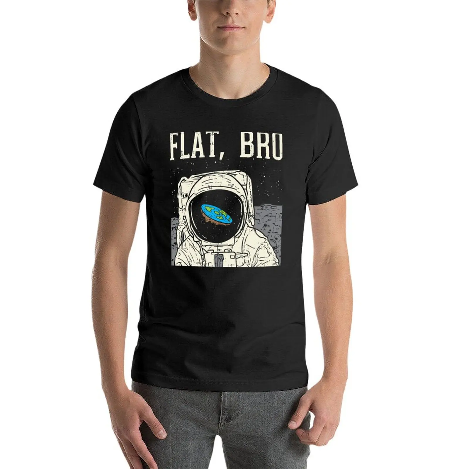 Flat Bro Astronaut Space Funny Earth Conspiracy Theory T-Shirt man clothes vintage anime shirt heavyweight t shirts for men