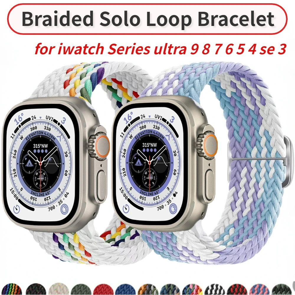 

Nylon Solo Loop Band for Apple Watch Ultra 49mm 10 9 8 7 46mm 42mm 45mm 41mm Watchband iWatch Series Ultra 6 5 4 SE 44mm 40 38mm