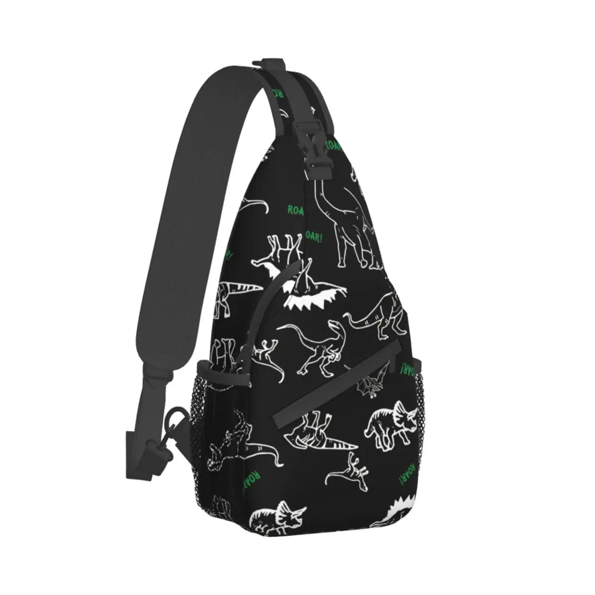 

Dinosaur Crossbody Bag Sports Hand Drawn Dinosaurs Roar Chest Bag Unisex Women Man Fashion Shoulder Backpacks Travel