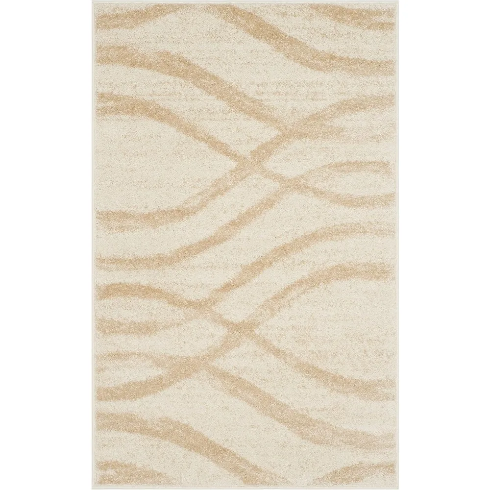 SAFAVIEH Adirondack Collection X-Large Area Rug - 11' x 15', Cream & Grey, Modern Wave Distressed Design, Non-Shedding & Easy