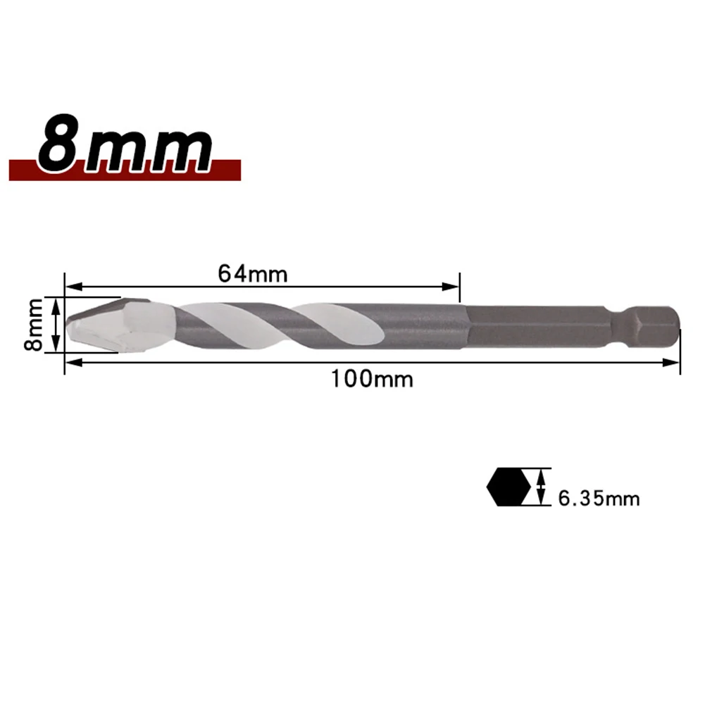 Broca multifuncional de 6-12mm, broca excêntrica, cabeça torto para perfuração de azulejos, alça hexagonal, perfuração a seco, brocas triangulares