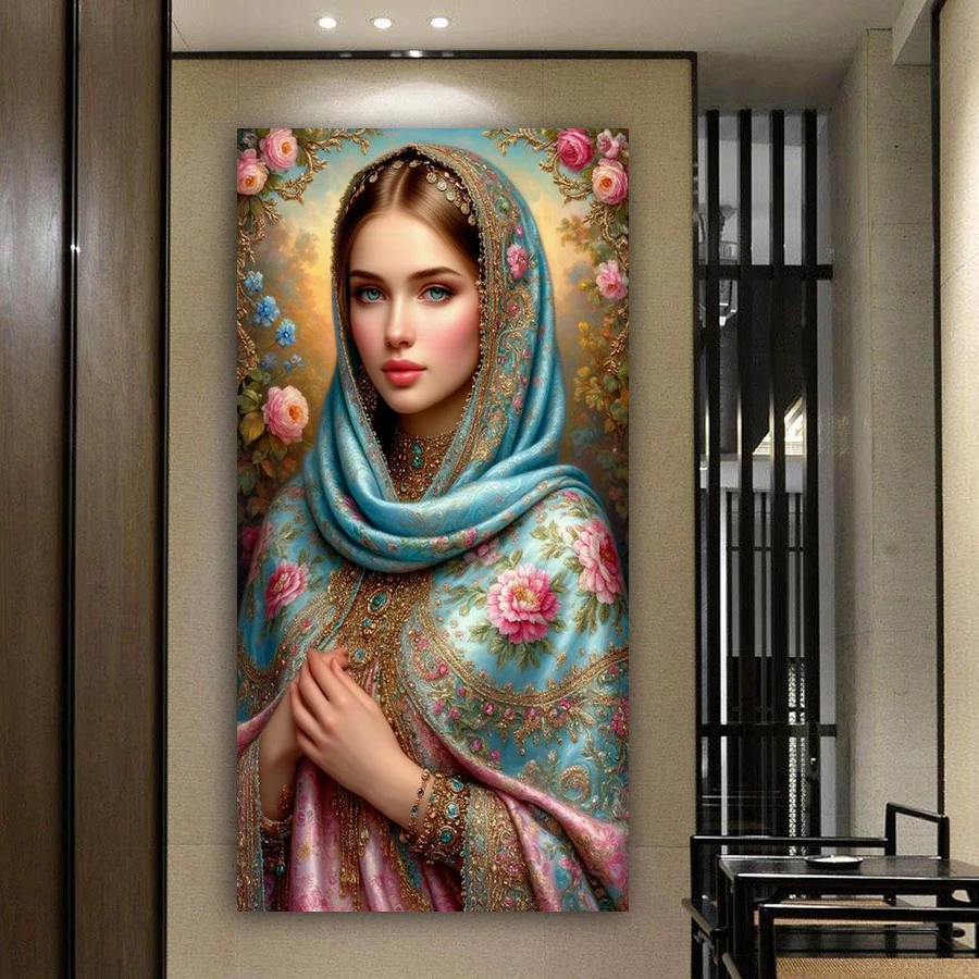 

Diy Diamond Art Painting New Collection Beautiful Woman Full Drill Large Size Indian Women Mosaic Embroidery Picture Wall Decor
