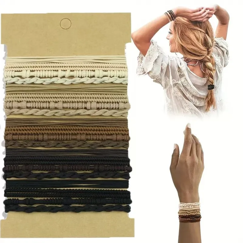 20Pcs Bamboo Node Set Elegant Simple High Elasticity Hair Ties Hair Bands Hair Accessories Hair Wraps Hand Chain Hair Bands