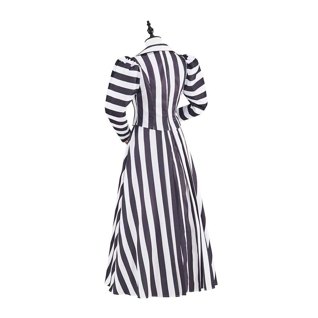 black and white striped victorian dress Victorian Costume, Victorian Dress, Bustle dress, Adult Historic Costu –  TwirlingDresses main image 0
