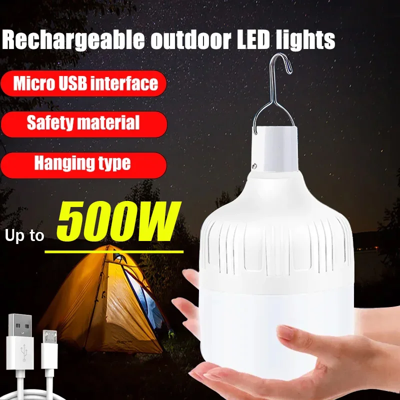 New LED Emergency Lights House Outdoor USB Rechargeable Portable Lanterns Emergency Lamp Bulb Battery Lantern BBQ Camping Light