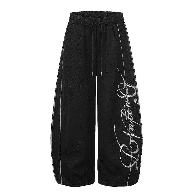 Korean Style Letter Embroidery Casual Loose Pants Women Y2k Fashion Harajuku Wide Leg Pants Joggers Sweatpants Streetwear
