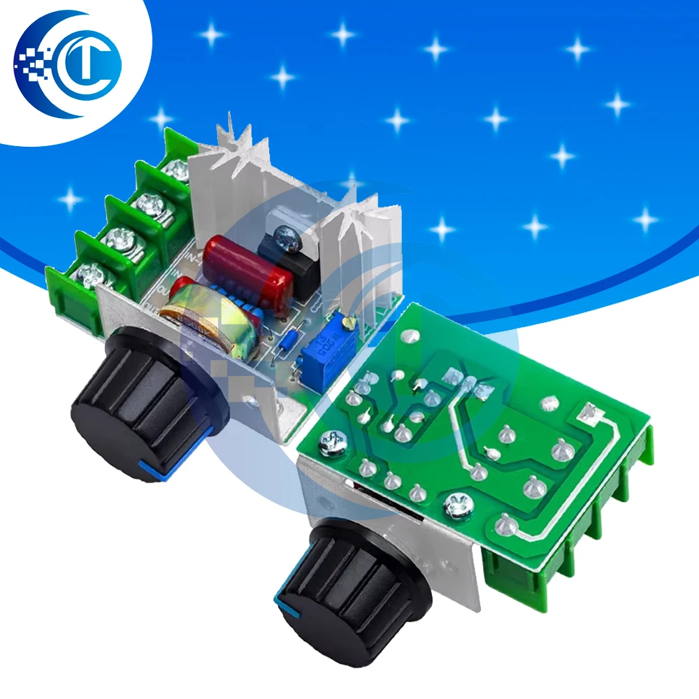 AC220V 2000W SCR Voltage Regulator Dimmer Module, Motor Speed & Temperature Control Board for Home Electronic DIY Project