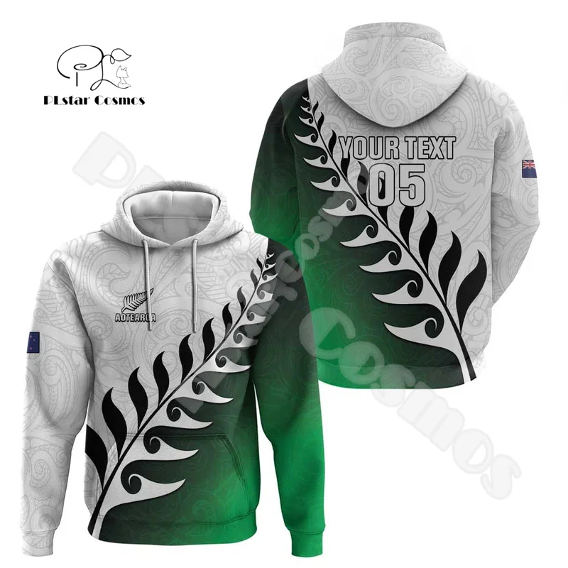 Custom Name New Zealand Aotearoa Maori Tattoo Vintage Retro Unisex 3DPrint Harajuku Pullover Streetwear Casual Jacket Hoodies U