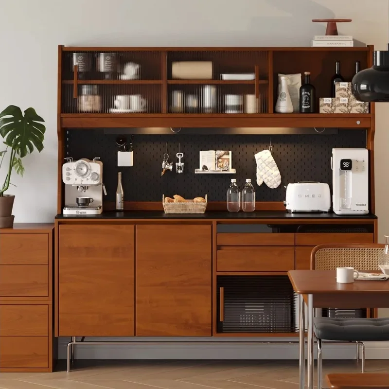 Nordic solid wood, medieval side cabinet slate, long locker, Japanese-style advanced storage cabinet network