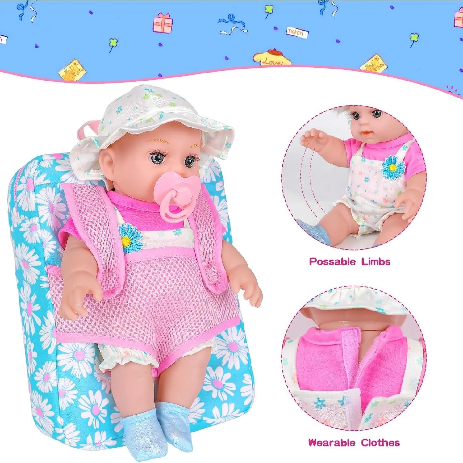 12 "/30CM 소녀 아기 인형 배낭 캐리어 Playset 액세서리와 다시 태어난 아기 인형 의류 세트 아기 유아 어린이를위한 장난감 선물