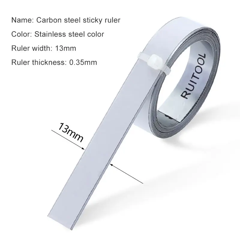 Carbon Steel Adhesive Scale 1M-10M Width 13MM Tape Forward/Reverse/Middle Metal Sticky Ruler for Woodworking Metal Flat Ruler