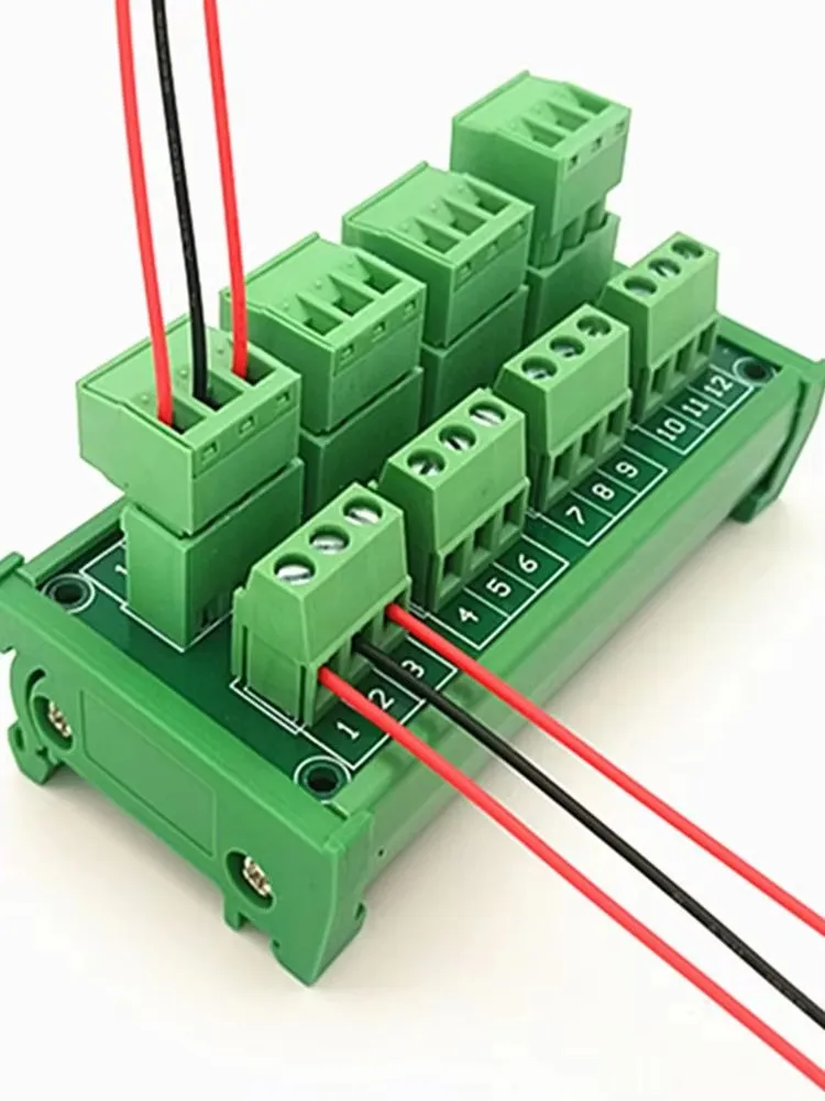 4x3 screw terminal block distribution module DIN rail installation 15A/300V.