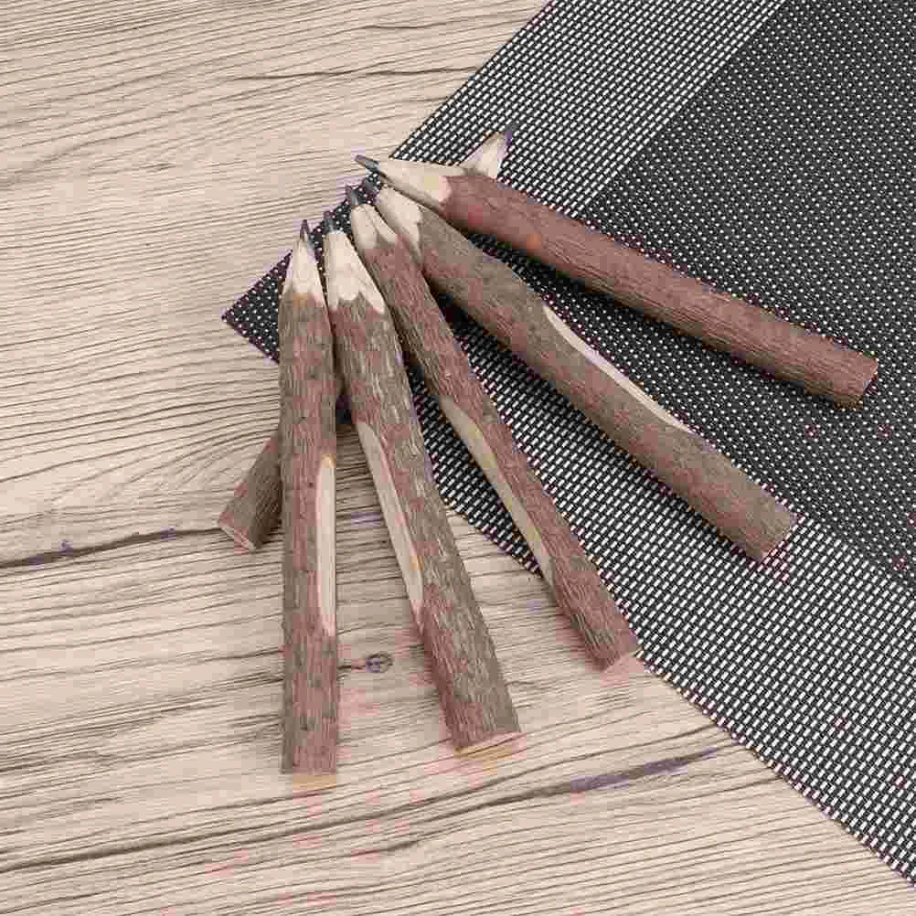 15PCS Retro Bark Pencils Wooden Tree Rustic Twig Pencils for Kids Children Ideal Gifts for Journal Writing and Sketching