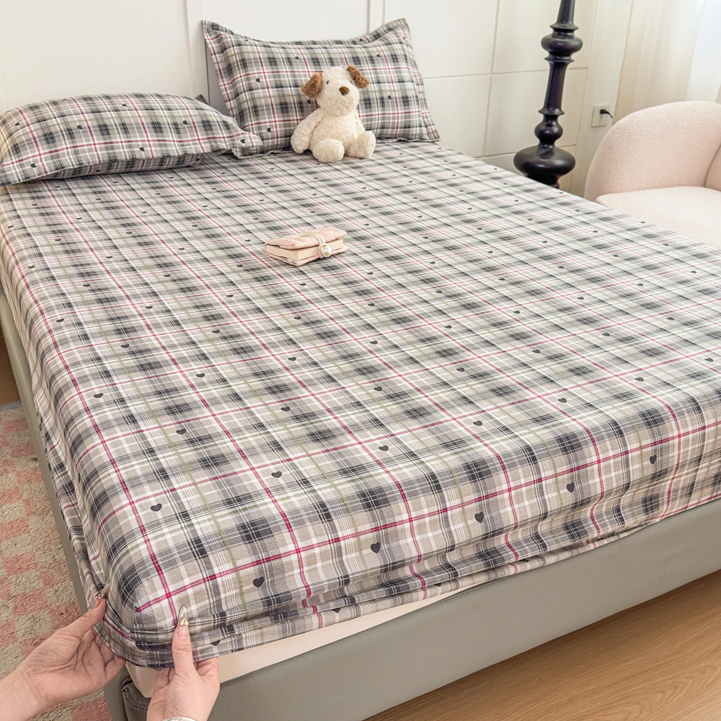 Sábana ajustable de hilo esponjoso con estampado a rayas, para cama individual/doble/Queen/King, cubrecama suave y agradable para la piel, ropa de cama