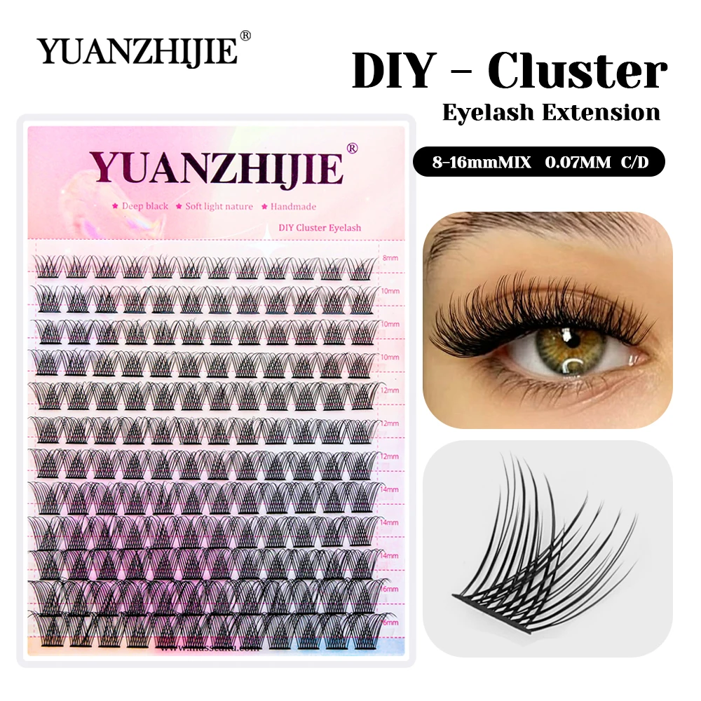 

Wholesale 144 Clusters Individual Matte Dark Black Self-Adhesive Lashes Fat Grafting Korea PBT Fiber DIY Segmented Lash in Stock