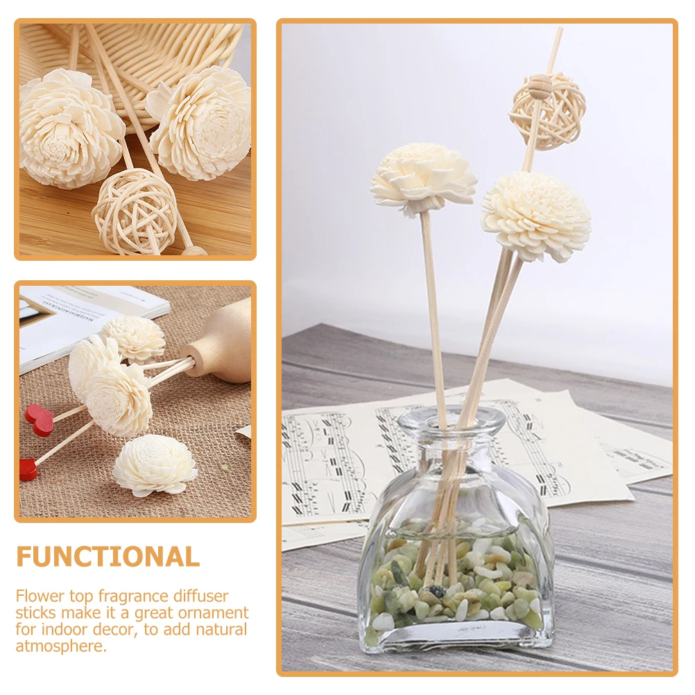 

10Pcs Flower Top Diffuser Sticks Rattan Reed Sticks for Aromatherapy Oil Bottle Home Fragrance Reed Diffuser Aromatherapy Stick