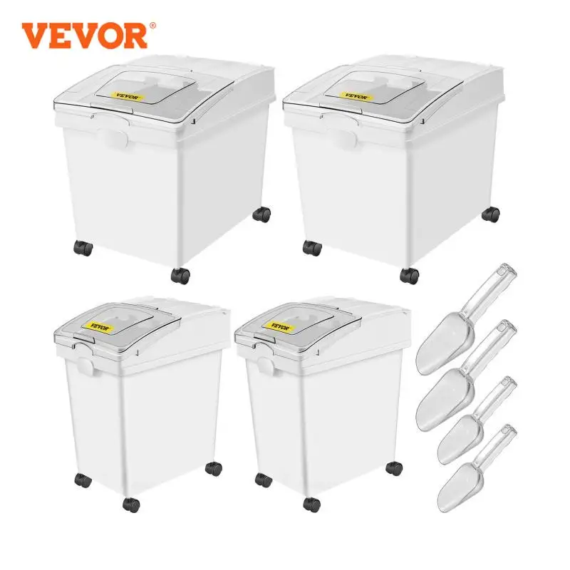 VEVOR Dry Ingredient Storage Bin with Scoop Caster Reliable Dustproof Healthy Flour Soybeans Restaurant Kitchen Commercial Home