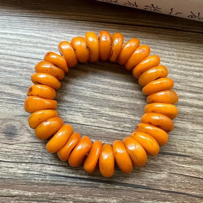 The second generation old beeswax bracelet male resin bucket beads, retro and versatile