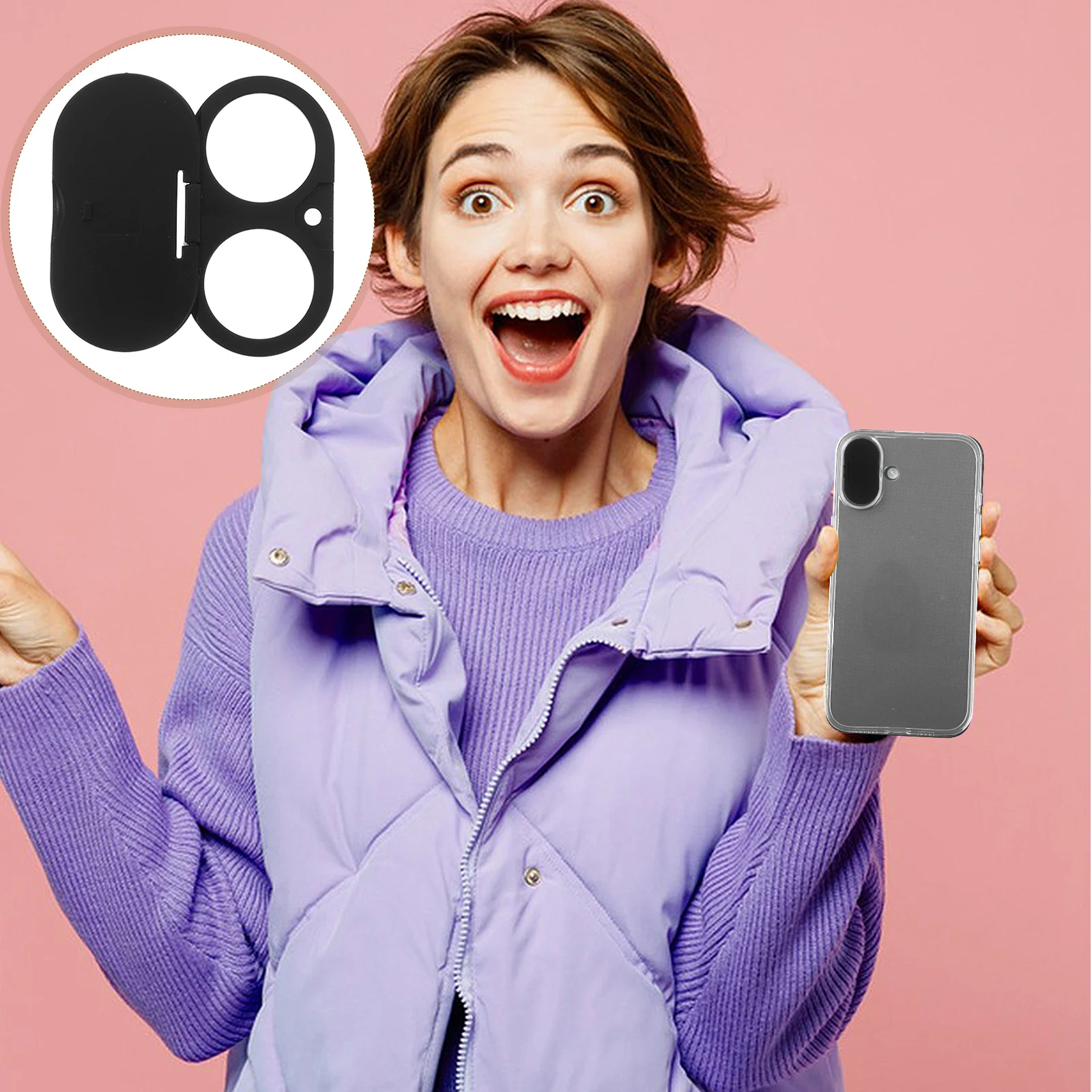 

Phone Camera Lens Cover Black For 16Plus Slide Scratch Resistant Privacy Protection Compatible Mobile Accessories