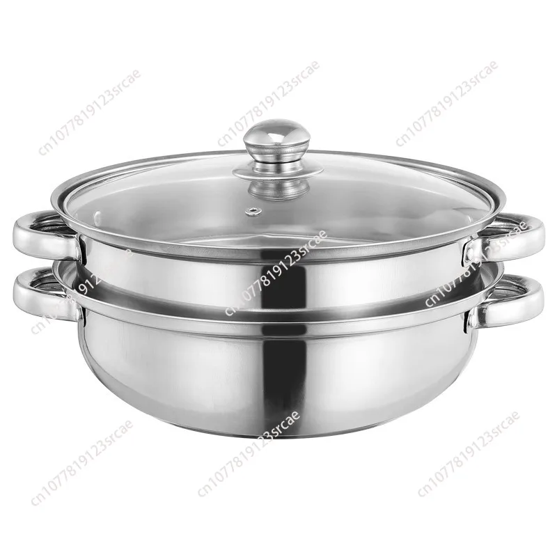 Thickened stainless steel 28cm single-layer double-layer three-layer soup steamer household multi-functional hot pot