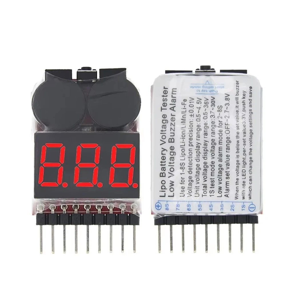 Pantalla de voltaje RC, zumbador de alarma baja de batería BB 1S-8S, medidor, probador, Monitor de batería Lipo para coche RC, Dron, helicóptero