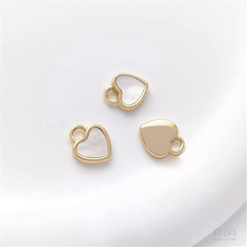 

Inlaid Natural Mother Shell 14K Bag Gold Color Preservation Lava Love Egg-shaped Peach Heart Lock Pendant Diy Jewelry Pendant