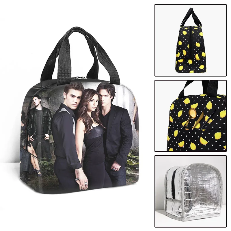 Vampire Diaries borsa da pranzo isolata Boy Girl Travel borsa termica per alimenti Tote borsa da pranzo per scuola portatile per studenti