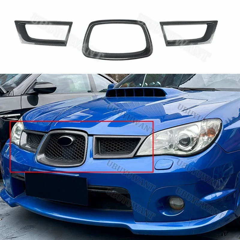 For Subaru Impreza WRX STI 9 th 2006-07 Middle Grille Car Front Spoiler Stable Car Front Bumper Lip Anti Scratch Decorative Kit