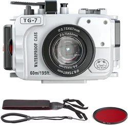 Waterproof housing Case WPC-TG7 Diving Housing 195ft/60m Work for Olympus TG-7 Camera +Red Filter Gift