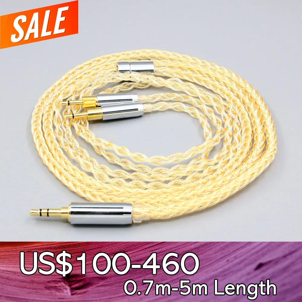 

8 Core 99% 7n Pure Silver 24k Gold Plated Earphone Cable For Sennheiser HD700 Headphone Dual 2.5mm pin LN008424