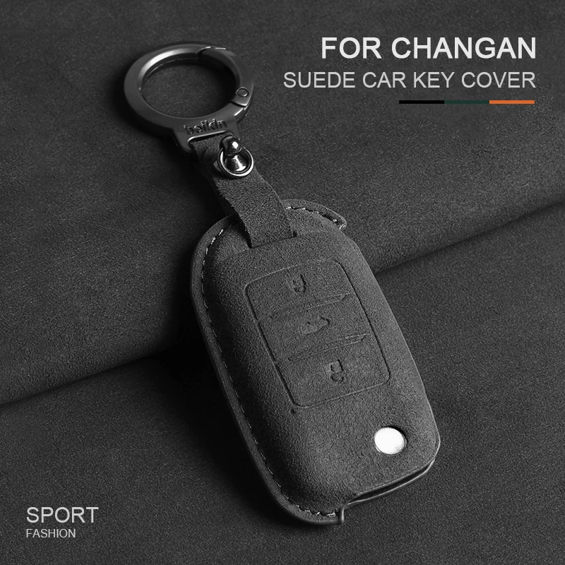 

Car Flip Key Cover Case For Changan CS75 Eado CS35 Raeton CS15 V3 V5 V7 Suede Protective Car Smart Key Case Cover Shell Keychain