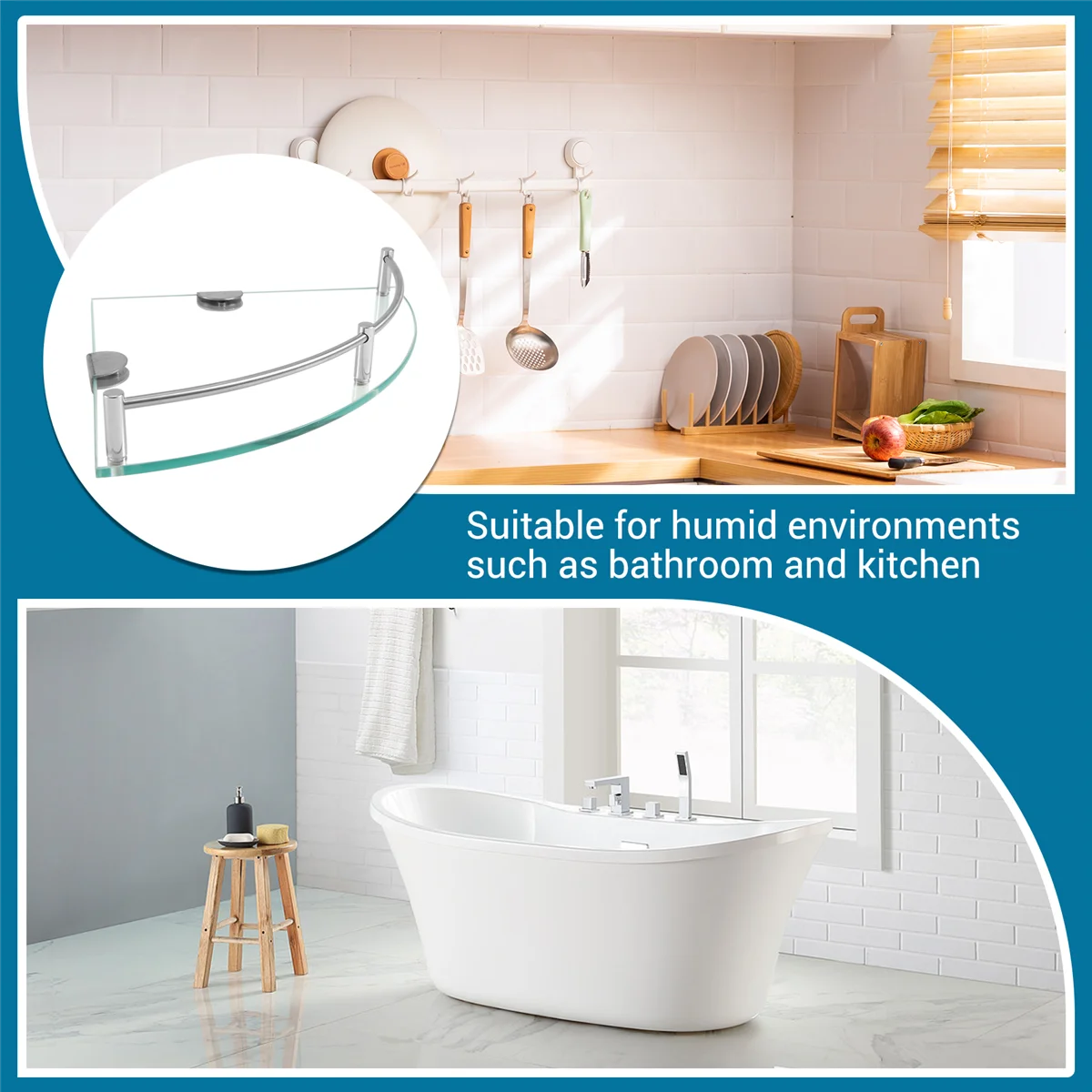 Bathroom Shelves, Bathroom Glass Corner Shelf Wall Mounted ,Tempered Glass Shelf for Storing Shower Gel/Soap-C B20